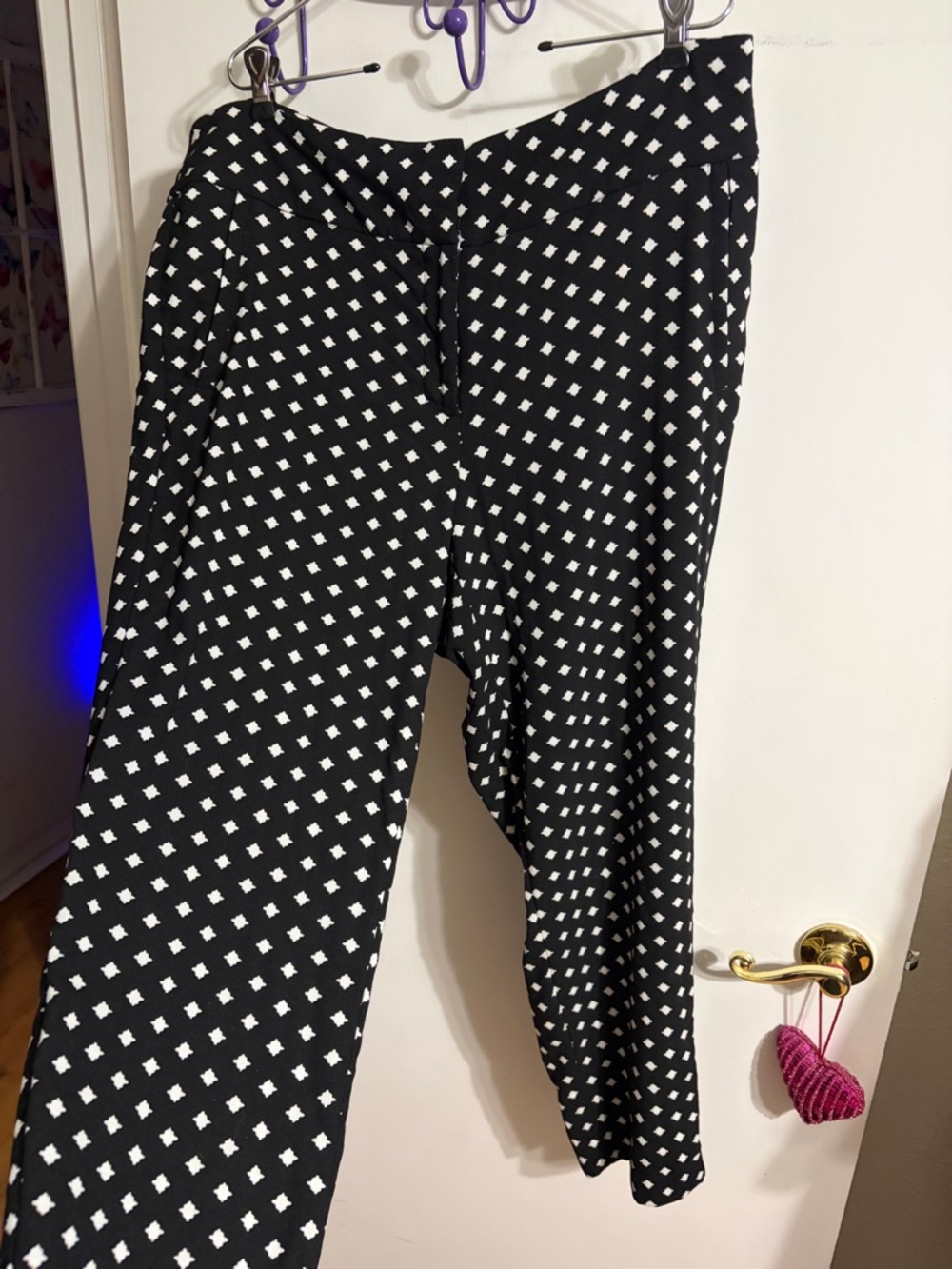 Black and White Polka Dot Stretch Pants - Picture 6 of 6